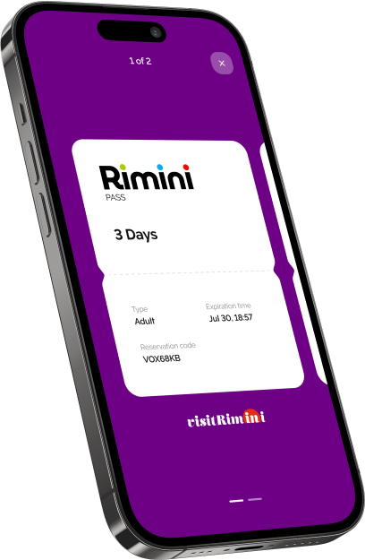 Mockup of the Rimini Pass digital ticket on a smartphone